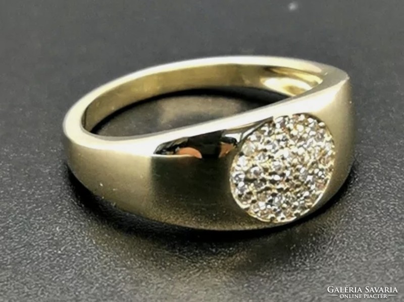 Gyèmánt  drágaköves  sterling ezüst gyűrű 14K aranyozással  925/ - új