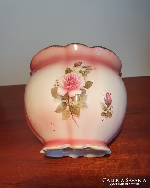 Wonderful antique rose faience pot 16.5x14 cm
