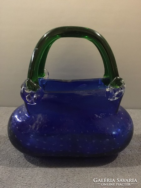 Murano glass bag with controlled bubbles! Rare!