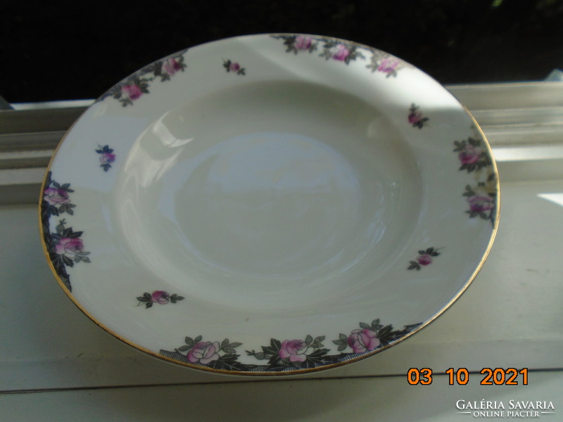 Antique Viennese rose deep plate, hand numbered