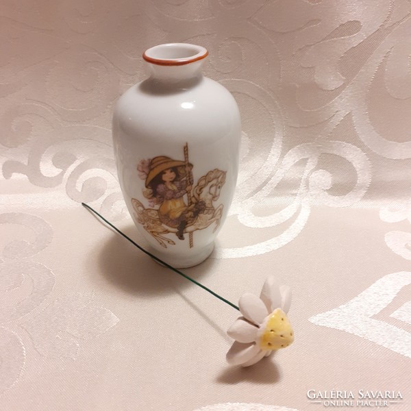 Violet vase with gift ceramic flower