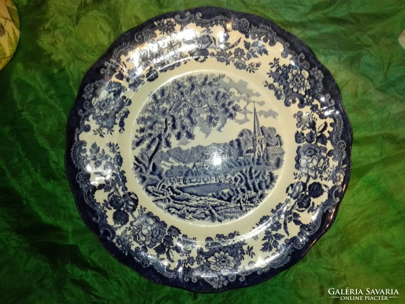 Royal worcester, English porcelain plate, scene, cobalt blue.