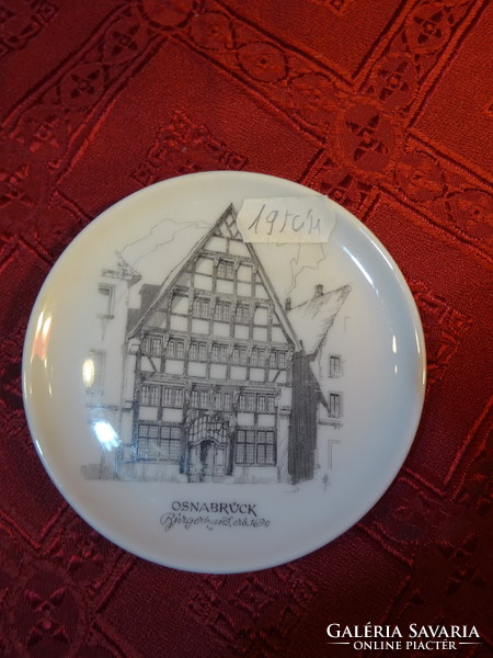 Német porcelán mini falitányér, Osnabrück látképével. Vanneki!