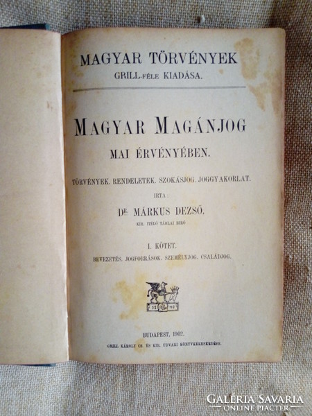 Dr. Márkus Dezső:  Magyar Magánjog I-II-III.