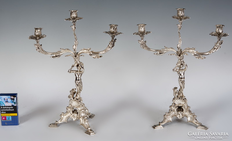Ezüst figurális gyertyatartó párban