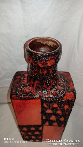 Mid century fat lava ceramic floor vase