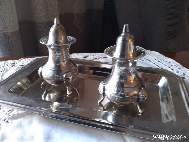 English silver-plated, antique lion's foot spice holders