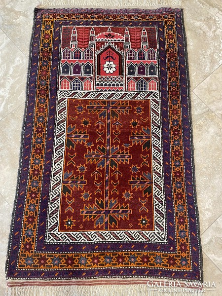 Afgan törzsi szőnyeg lila-narancs 150x80cm
