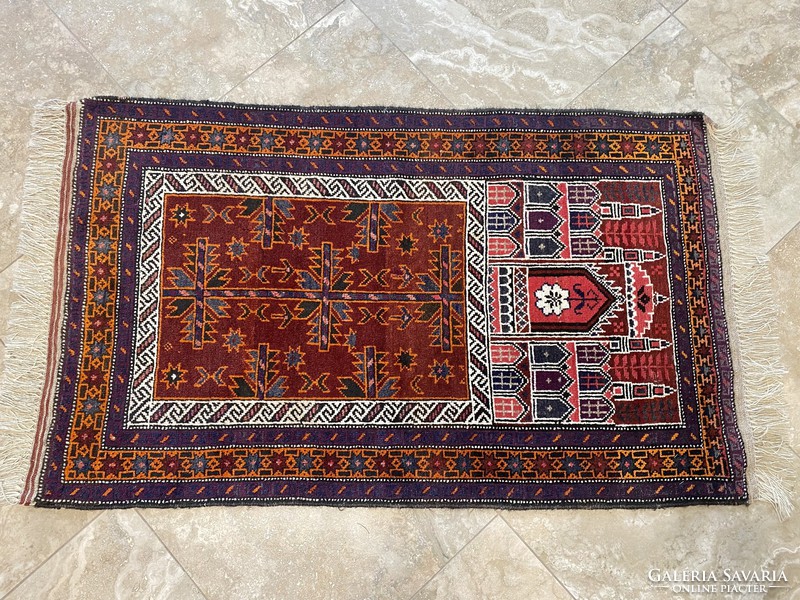 Afgan törzsi szőnyeg lila-narancs 150x80cm