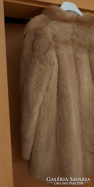Nutria fur elegant wear, size 38, trendy light brown
