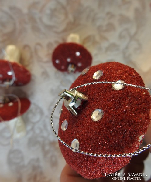 Stones lined with special fly agaric mushrooms Christmas tree ornament collection