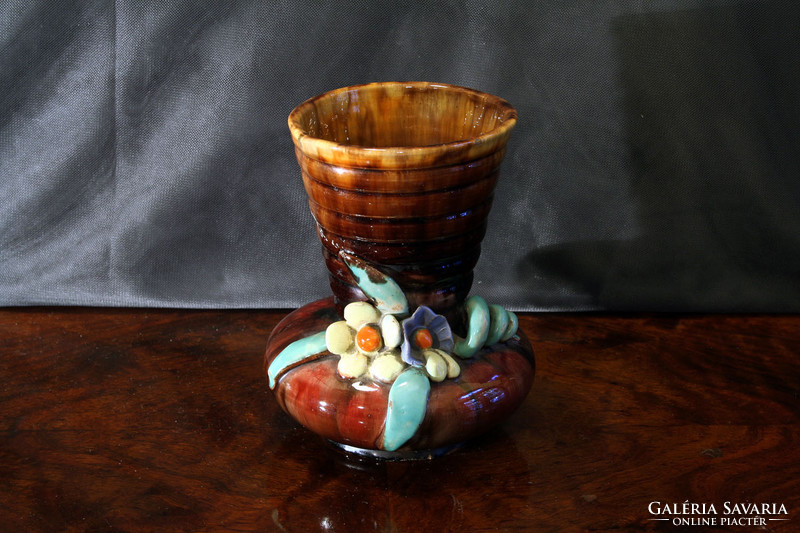 Hops with floral pattern in glazed ceramic vase 18cm