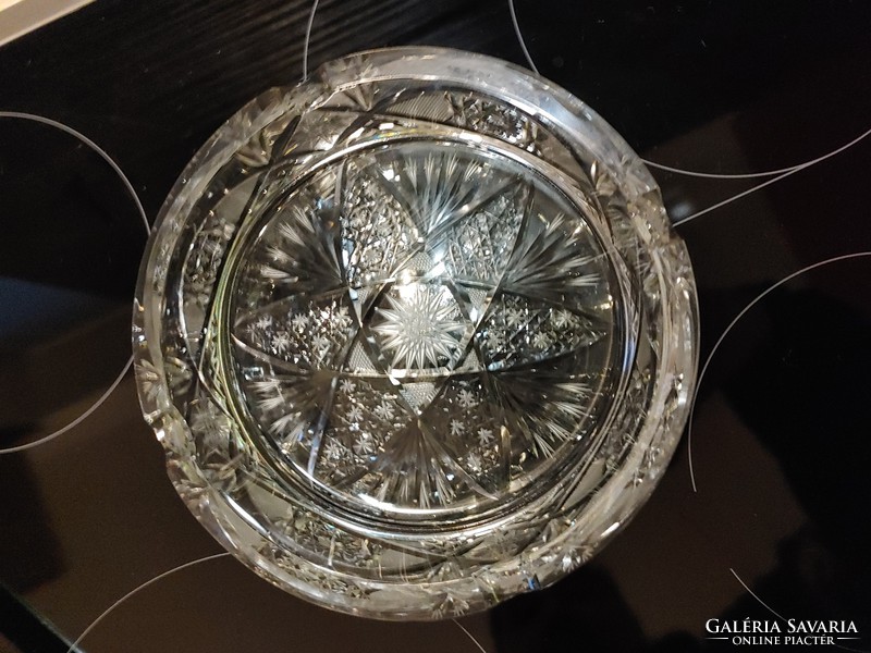 Különleges óriás társasági hamuzó  Üvegkristály tál 18 cm