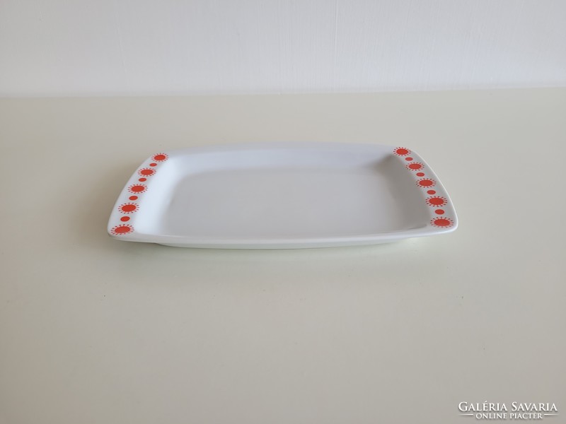 Old Alföld porcelain tray centrum varia retro bowl with red pattern 24.5 cm