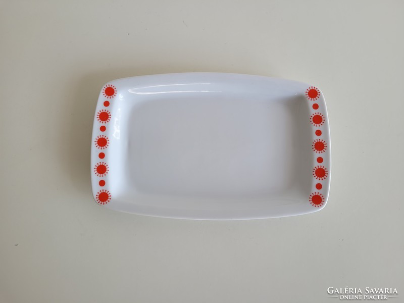 Régi Alföldi porcelán tálca piros mintás retro tál 24,5 cm