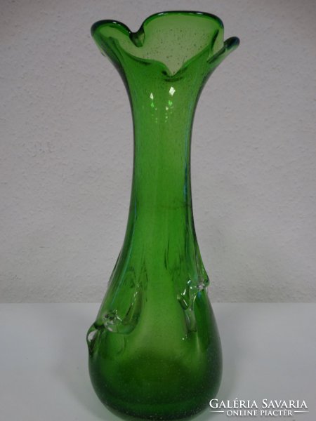 Muránói váza, 32 cm magas, apró buborékokkal