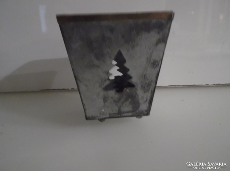 Christmas - candle holder - tin - with copper edge - 7 x 6.5 x 6.5 cm - West German - new