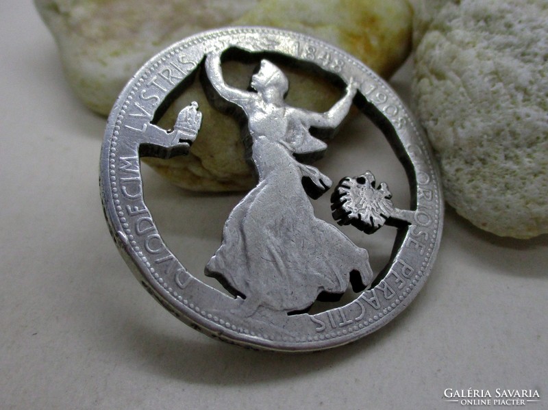 Gyönyörű régi , ezüst medál érméből, az érmét 1908-ban adták ki