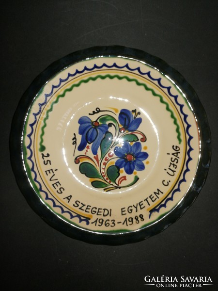 Hmv Hódmezővásárhely ceramic wall bowl Szeged University newspaper souvenir - ep