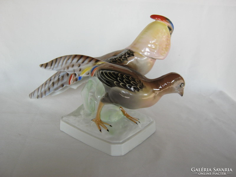 Retro ... Unterweissbach large porcelain pheasant pair of diamond pheasant birds