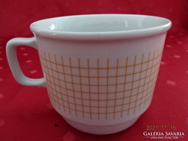 Zsolnay porcelán pohár, sárga kockás mintával, átmérője 9,5 cm. Vanneki!