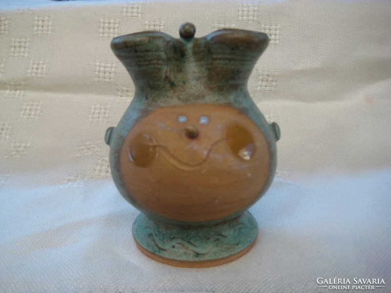 Cheerful small ceramic vase, figure 9 cm