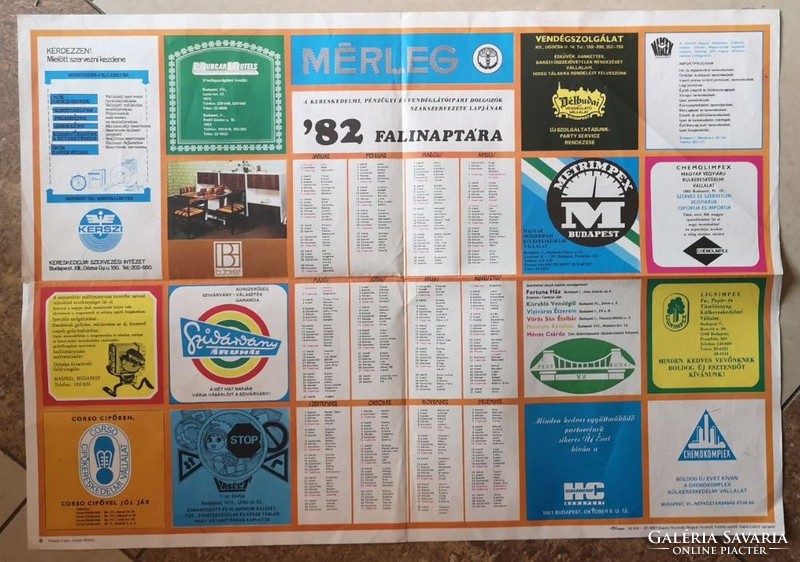 Retro wall calendar 1982