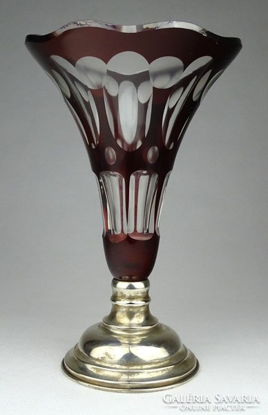 0T910 silver base polished burgundy crystal cup 20 cm