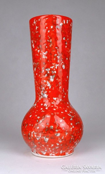 1G597 Retro Iparművész piros kerámia váza 22.5 cm