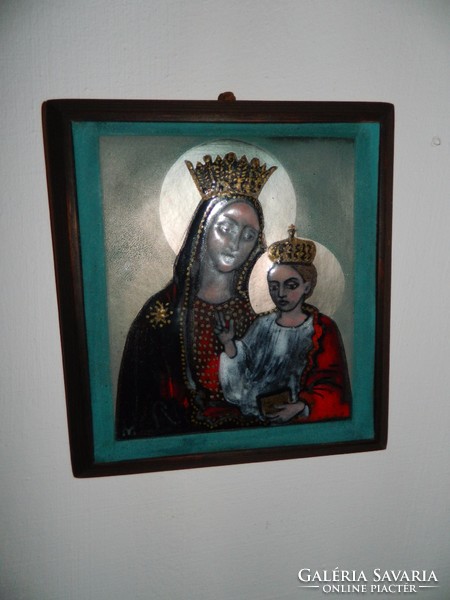 Mayer Berta tűzzománc kép - Madonna gyermekkel 3.