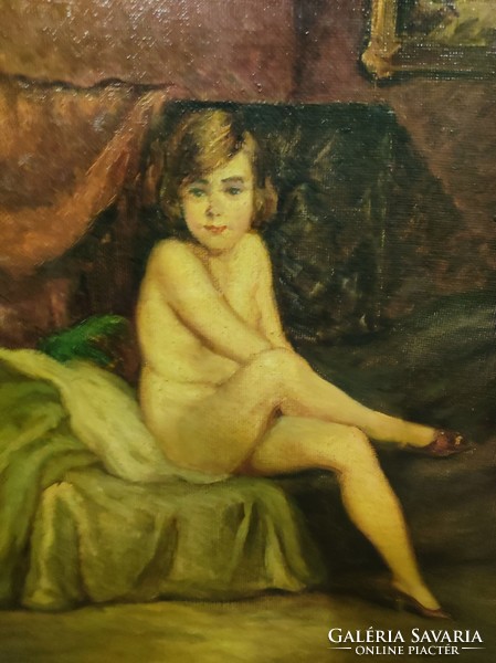 Merényi Rudolf (1893-1957) Műterem 80x60 cm + keret olaj-vászon