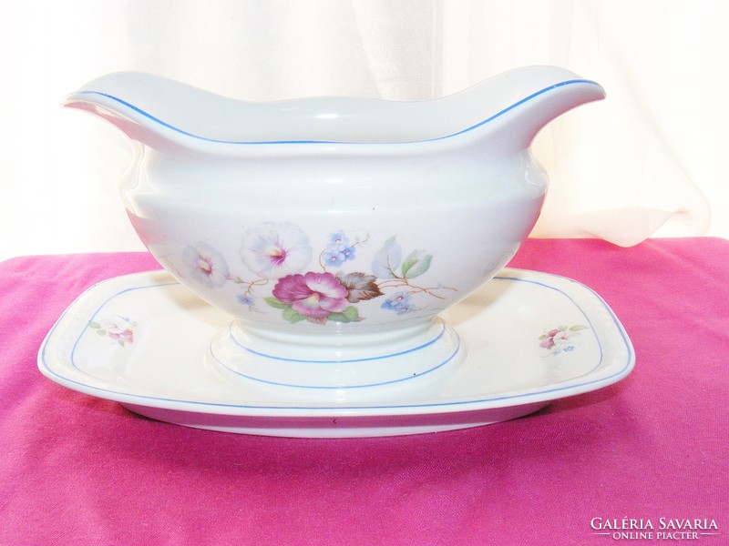 Zsolnay soup bowl with sauce / dawn pattern