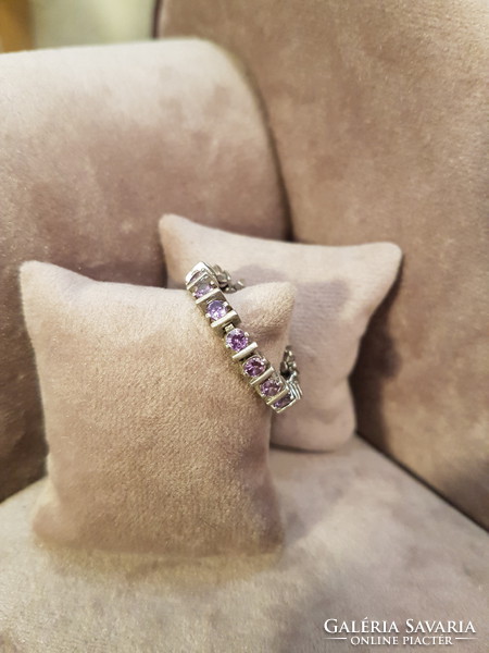 Flexibilis ezüst gyűrű, ametiszttel