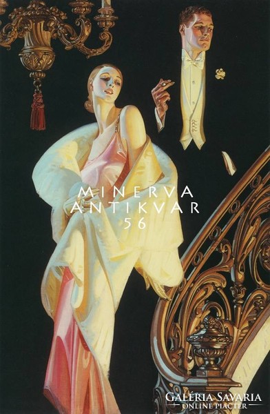 Art deco női férfi divatkép party bál elegáns pár frakk estélyi Gatsby 1920 J.C.Leyendecker REPRINT