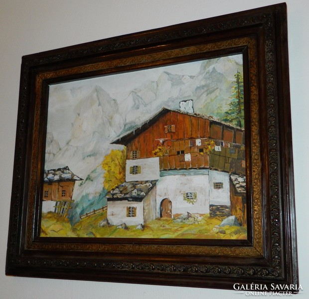 Osztrák v. német jelzett festmény olaj/fa gyönyörű keretben