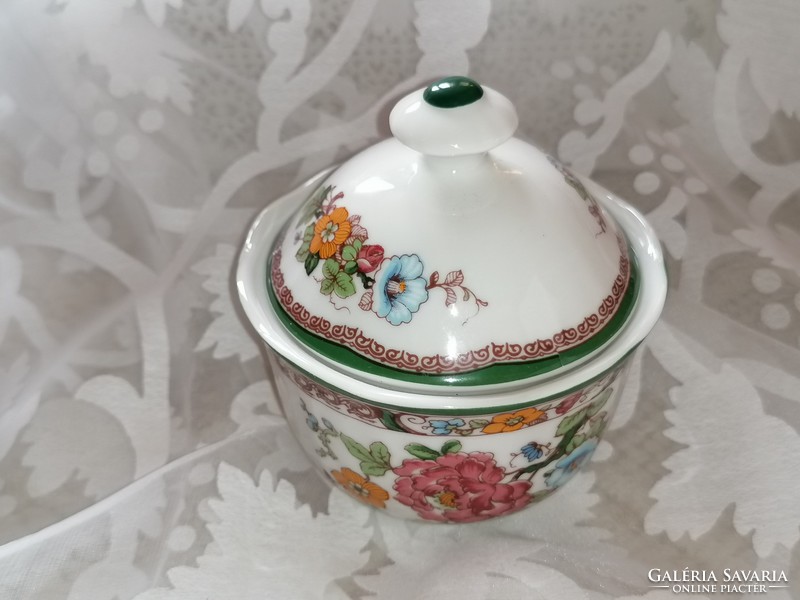 Porcelain sugar bowl with Indian wood pattern