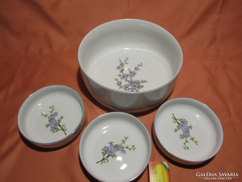 Blue peach blossom bowl and 3 compote bowls