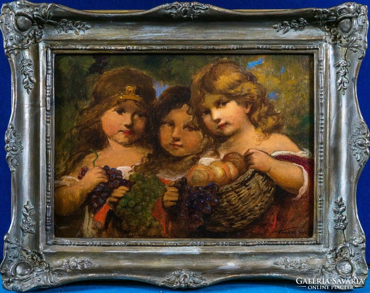 VERESS ZOLTÁN (1868-1935) Három kislány gyümölcskosárral