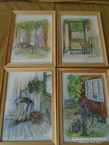 4 pieces by Italian painter, 4 wonderful works in small size 23 x 17 cm