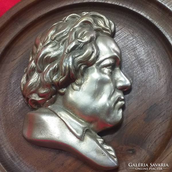 Beethoven wood, copper mural, wall decoration, picture. 24 Cm.