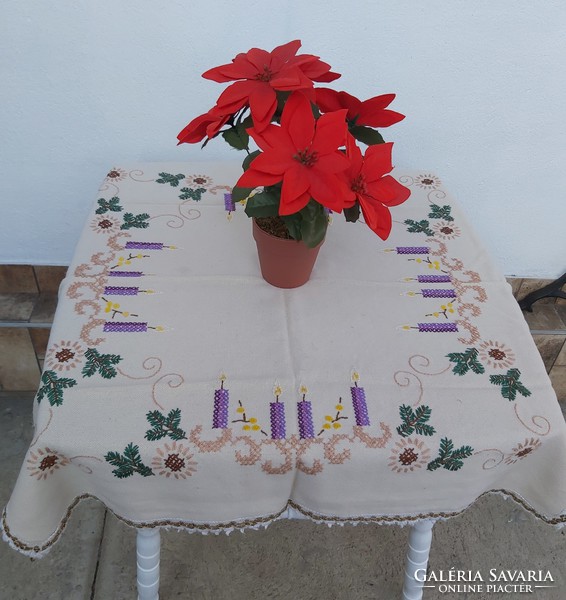 Gyönyörű Karácsonyi  gyertyás terítő, nosztalgia darab ünnepi dekoráció