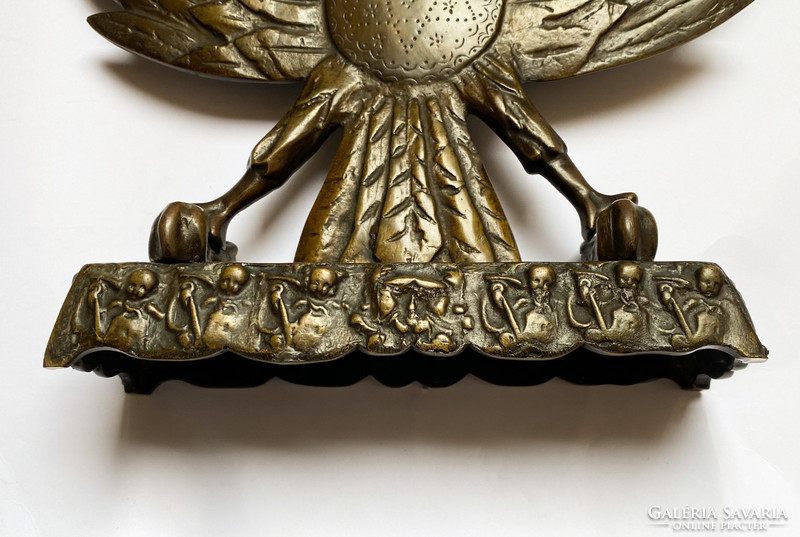 Antik bronz kandeláber pár birodalmi sassal, judaika.