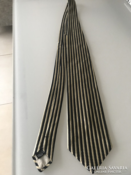 Dolce & Gabbana nyakkendő selyemből, mélykék és tompa arany színben