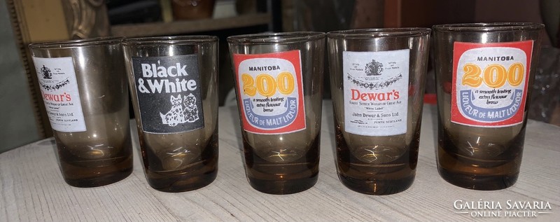 Tiny retro whiskey glasses, 5 pcs, 6 cm.