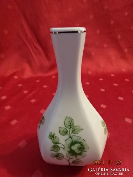 Hollóházi porcelán váza, zöld mintával, magassága 12 cm. Vanneki!