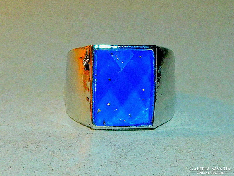 Modernist blue stony ring-seal ring 8.5