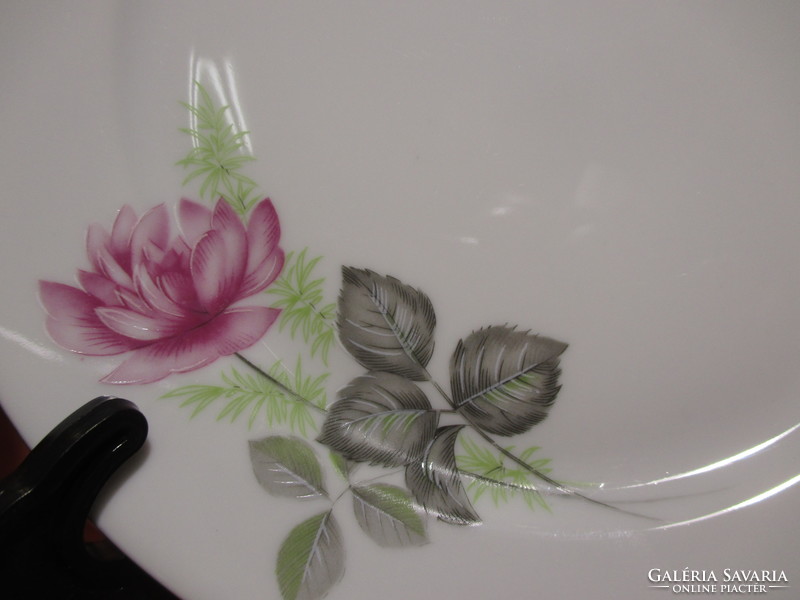 Plain small cake plates with peonies - 6 pcs