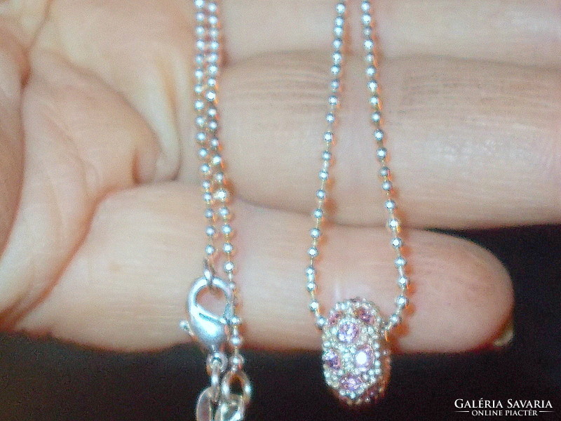 Pink crystal charm beaded white gold gold filled necklace