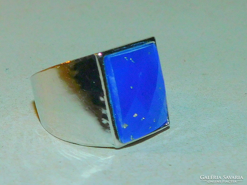 Modernist blue stony ring-seal ring 8.5