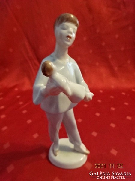 Hollóházi porcelán figura, lány babával, magassága 17 cm. Vanneki!